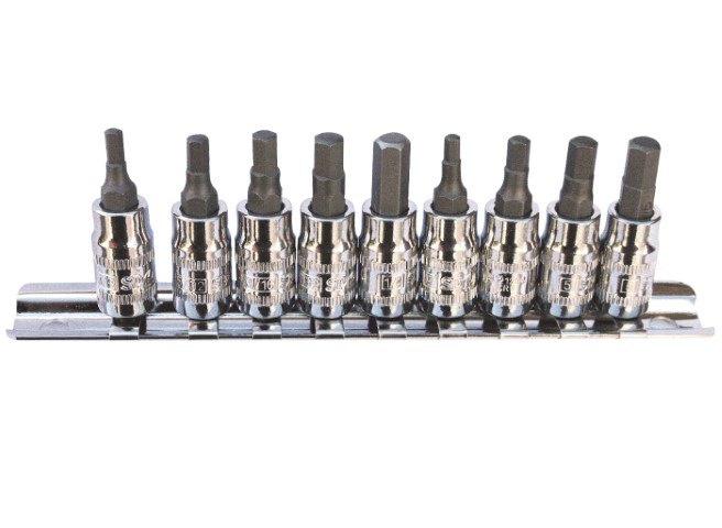 SP - SOCKET RAIL 1/4' & 3/8'DR 9PC INHEX METRIC 